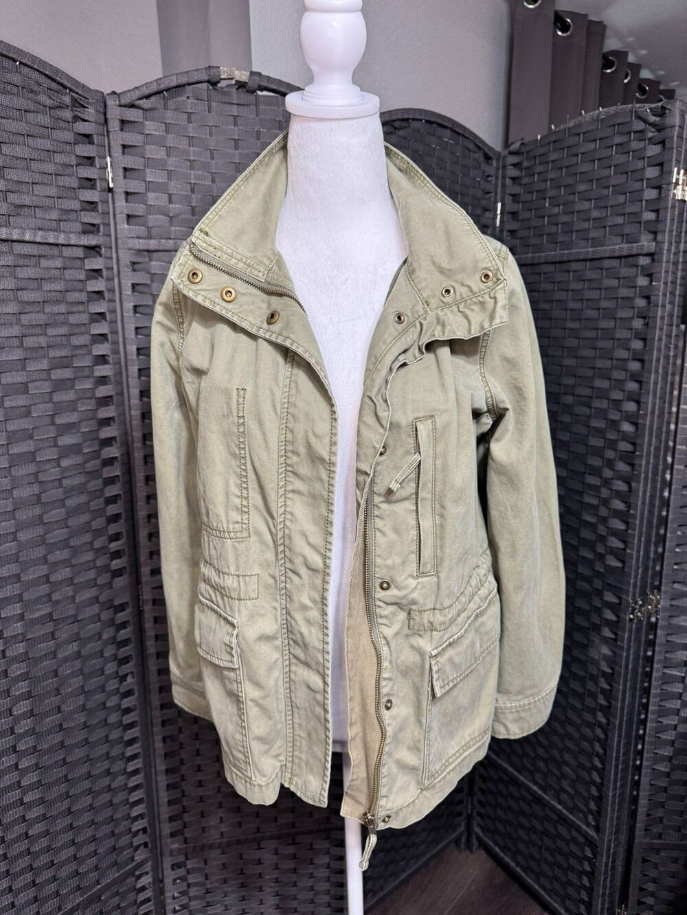 Madewell Passage Utility Military Jacket M Olive Green Safari Chic